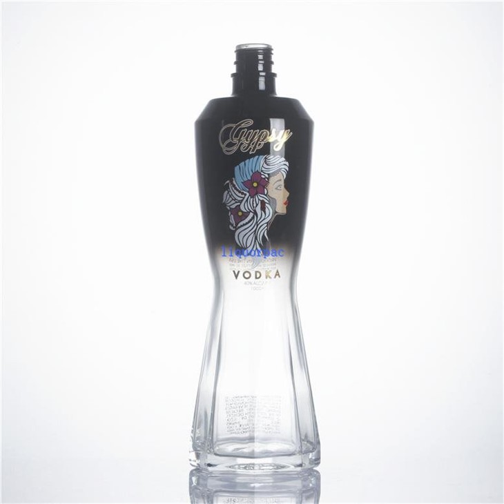 Customized Super Flint 750ml Vodka Liquor Spirits Glass Bottle With Printing