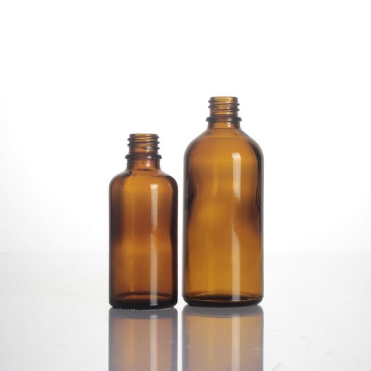 Empty Brown Amber Essential Oil Glass Bottle