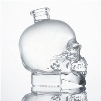 OEM 750ml Printed Skull Glass Bottle Crystal Skull Glass Bottle
